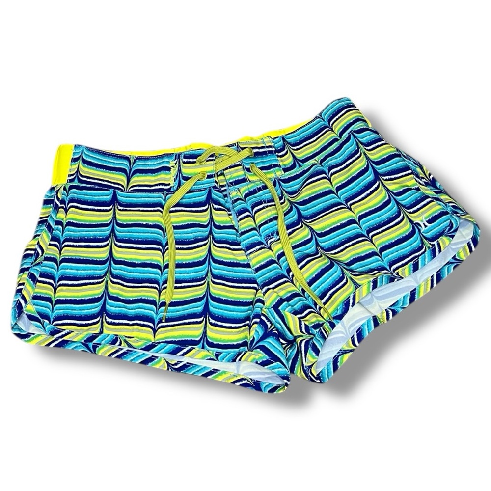 Hurley Women's Swim Trunks Blue and Yellow Stripes Size 32 - Picture 1 of 5